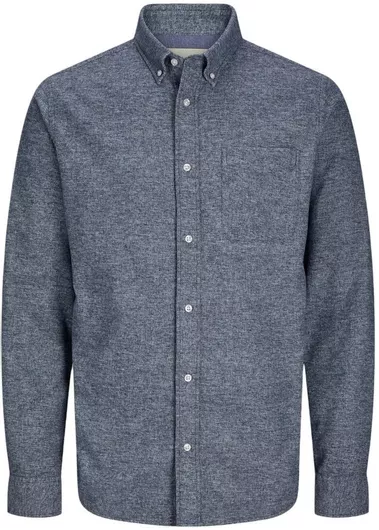 Jack & Jones Μακρυμάνικo Φανελένιο Πουκάμισο Navy Blazer Blue