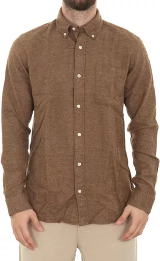 Jack & Jones Μακρυμάνικo Φανελένιο Πουκάμισο Nuthatch Brown