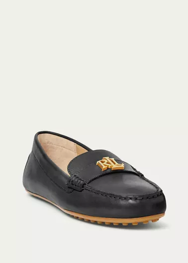 Ralph Lauren Barnsbury Δερμάτινα Γυναικεία Μοκασίνια Μαύρο