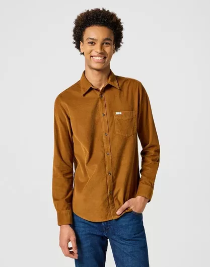 Wrangler Μακρυμάνικo Κοτλέ Πουκάμισο Ταμπά