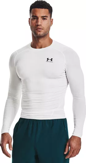 Under Armour HeatGear Armour Ανδρική Ισοθερμική Μακρυμάνικη Μπλούζα Compression Λευκό