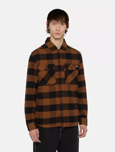 Dickies Sacramento Shirt Μακρυμάνικo Βαμβακερό Πουκάμισο σε Κανονική Γραμμή Καρό Orange