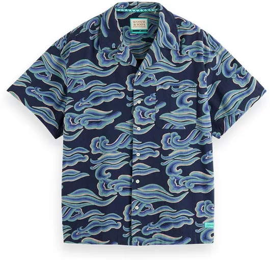 Scotch & Soda Κοντομάνικο Βαμβακερό Πουκάμισο Navy Μπλε