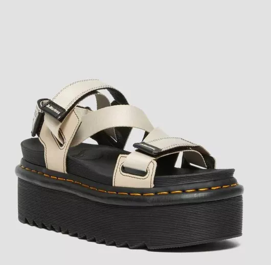 Dr. Martens Kimber Webbing Δερμάτινα Γυναικεία Σανδάλια Flatforms Warm Sand