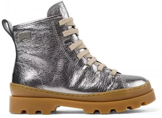 BRUTUS Ανατομικά Δερμάτινα Παιδικά Μποτάκια με Φερμουάρ Ασημί