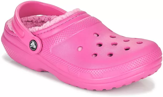 Crocs Classic Fuzz Lined Γυναικεία Ανατομικά Σαμπό με Γούνα Ροζ