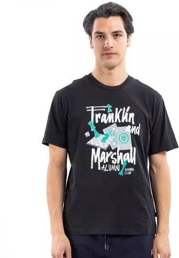 Ανδρικό T-shirts Franklin & Marshall JM3244 Casual Κοντομάνικο Μαύρο