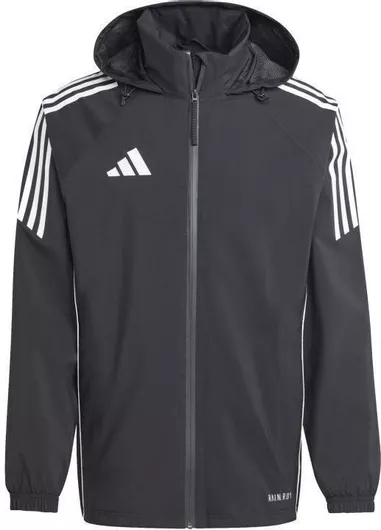 Αδιάβροχο Παιδικό Αθλητικό Μπουφάν Dri-Fit Αντιανεμικό με Επένδυση & Κουκούλα Μαύρο Tiro