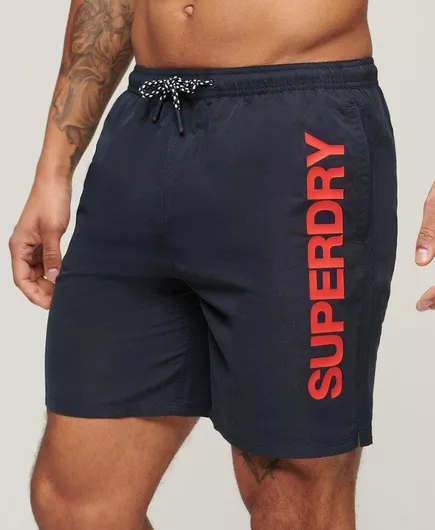 Superdry Ανδρικό Μαγιό Σορτς Navy Μπλε με Σχέδια