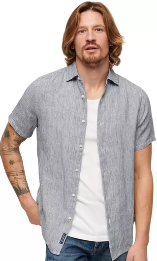 Superdry D3 Stud Studios Casual Κοντομάνικο Λινό Πουκάμισο Multi