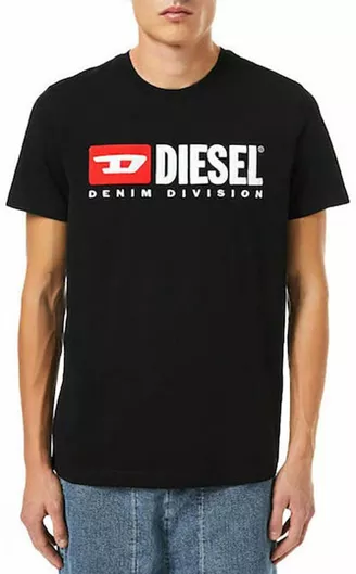 Ανδρική Μπλούζα Diesel Βαμβακερή Κοντομάνικη Μαύρο