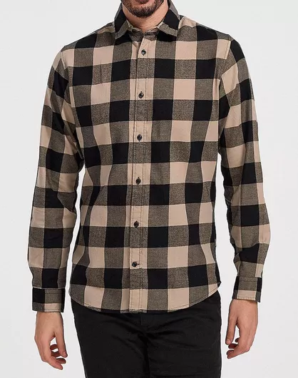 Jack & Jones Μακρυμάνικo Βαμβακερό Πουκάμισο σε Στενή Γραμμή Καρό Crockery