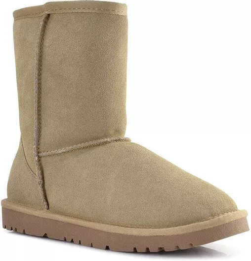 Kelara Δερμάτινα Γυναικεία Μποτάκια με Γούνα Μπεζ