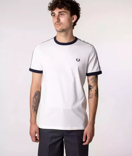 Ανδρικό T-shirt Fred Perry Λευκό Μαύρο