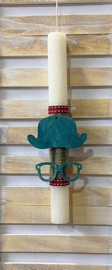 Πασχαλινή Λαμπάδα Καπέλο Γυαλιά 30cm Λευκό