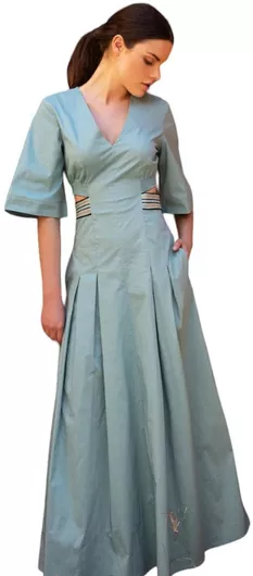 Aggel Maxi Φόρεμα Πλεκτό Μπλε