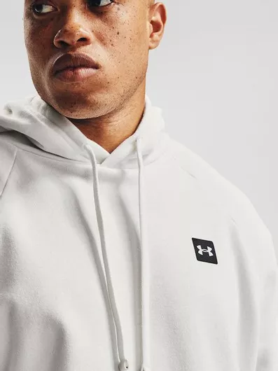 Under Armour Rival Φούτερ Fleece με Κουκούλα Λευκό