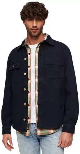 Superdry D2 Ovin Surplus Overshirt Μακρυμάνικo Πουκάμισο μπλε
