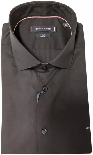 Tommy Hilfiger Μακρυμάνικo Πουκάμισο σε Στενή Γραμμή Μαύρο