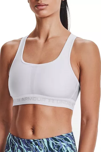 Under Armour Crossback Mid Γυναικείο Αθλητικό Μπουστάκι Λευκό με Επένδυση & Αφαιρούμενη Ενίσχυση