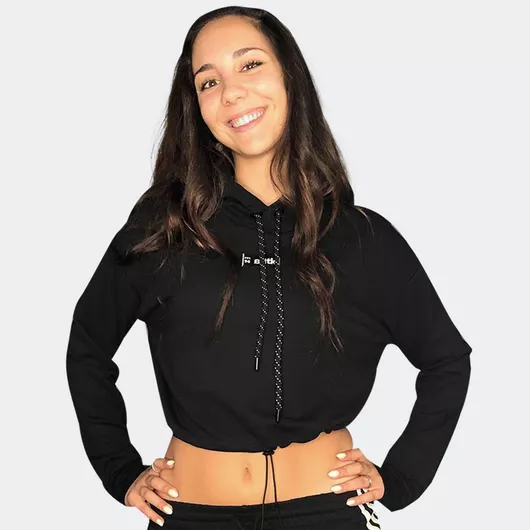 BodyTalk Cropped Γυναικείο Φούτερ με Κουκούλα Μαύρο