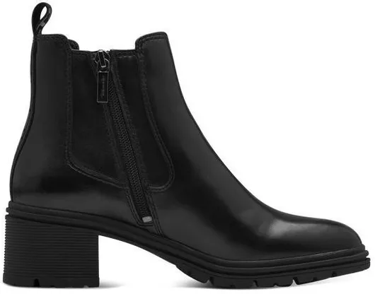 Tamaris Δερμάτινα Γυναικεία Μποτάκια Αστραγάλου Μαύρο