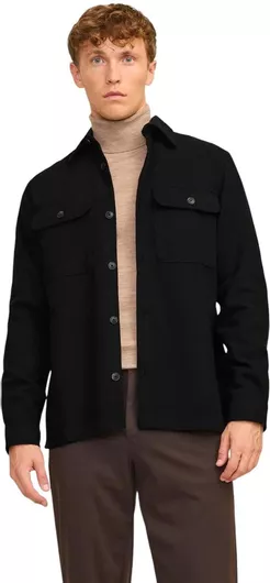 Jack & Jones Overshirt Μακρυμάνικo Βαμβακερό Πουκάμισο Black Beauty