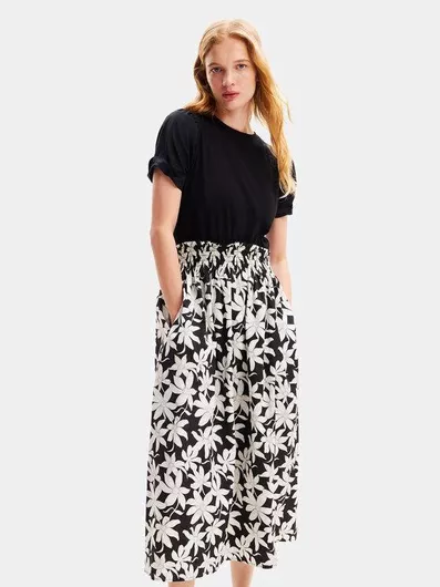 Desigual Marlon Καλοκαιρινό Midi Φόρεμα Μαύρο