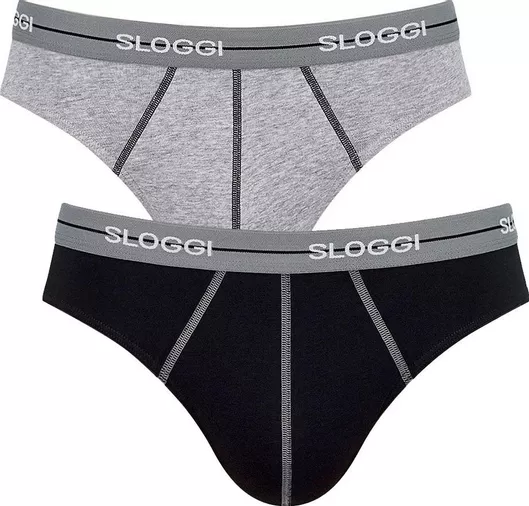 Sloggi Start Midi Ανδρικά Σλιπ Grey / Black Μονόχρωμα 2Pack