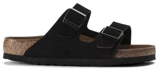 Birkenstock Arizona Δερμάτινα Γυναικεία Σανδάλια Μαύρο Narrow Fit