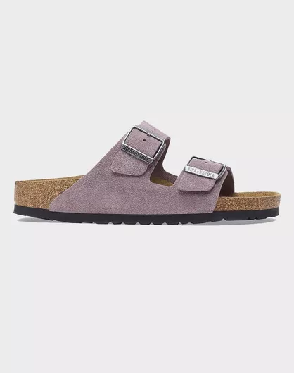 Birkenstock Arizona Δερμάτινα Γυναικεία Σανδάλια Μοβ Narrow Fit