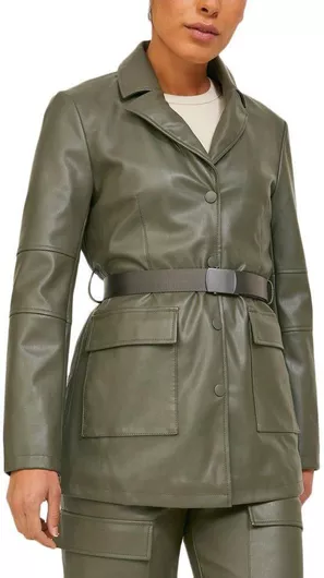 Jack & Jones Γυναικείο Δερμάτινο Σακάκι Χακί