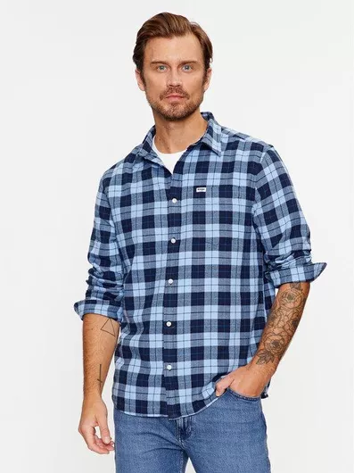 Wrangler Pocket Shirt Μακρυμάνικo Πουκάμισο σε Κανονική Γραμμή μπλε
