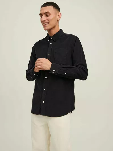 Jack & Jones Μακρυμάνικo Κοτλέ Πουκάμισο σε Στενή Γραμμή Navy Μπλε