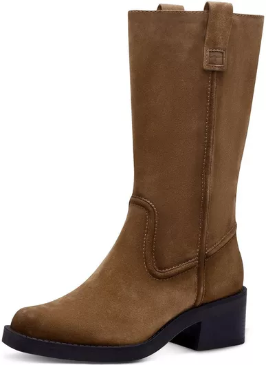 Tamaris Δερμάτινες Γυναικείες Μπότες Καφέ