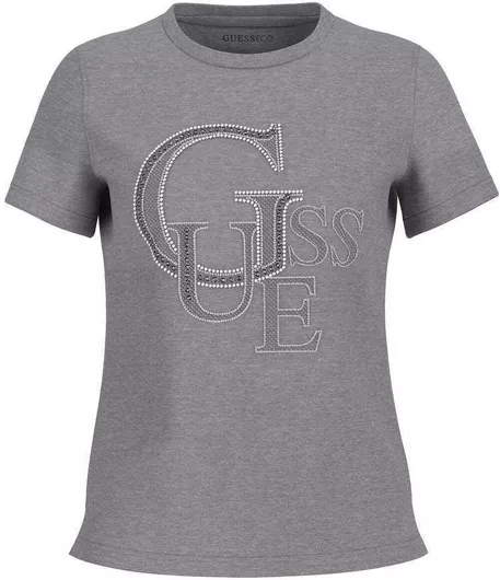 Guess Γυναικεία Κοντομάνικη Βαμβακερή Μπλούζα Γκρι