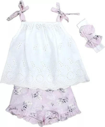 Domina Παιδικό Σετ με Σορτς 2τμχ White, Pink