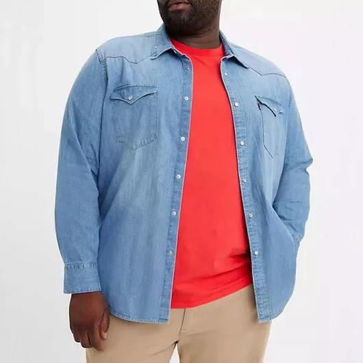 Levi's Μακρυμάνικo Βαμβακερό Πουκάμισο σε Κανονική Γραμμή Indigo Stonewash - Blue