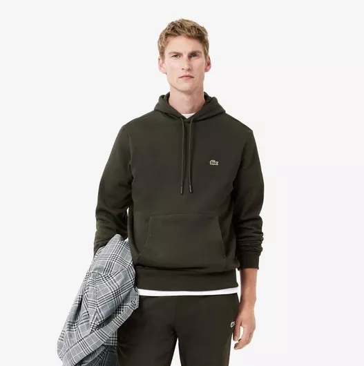 Lacoste Φούτερ Fleece με Κουκούλα Πράσινο