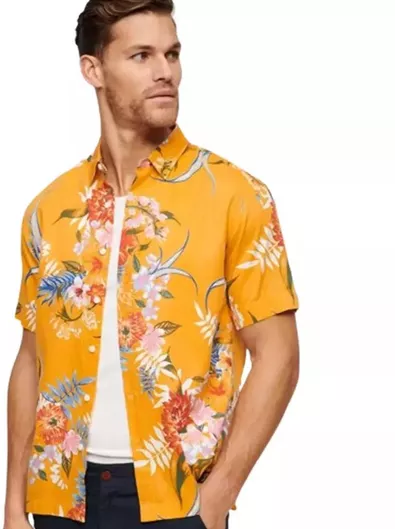 Superdry D4 Ovin Hawaiian Πουκαμισο M4010353a-2dw-anemone Yellow