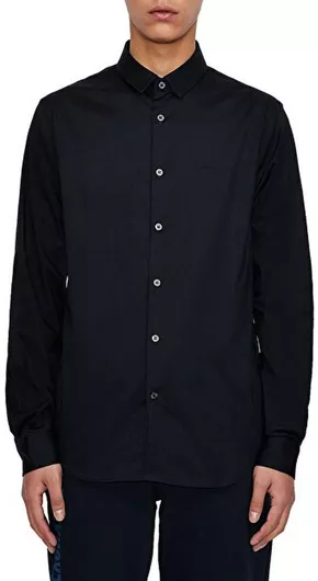 Armani Exchange Μακρυμάνικo Πουκάμισο σε Στενή Γραμμή Navy Μπλε