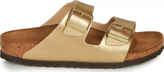 Birkenstock Arizona Birko-Flor Γυναικεία Σανδάλια Ανατομικά Χρυσό Narrow Fit