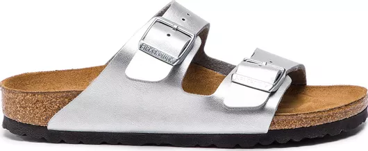 Birkenstock Arizona Birko Flor Γυναικεία Σανδάλια Ανατομικά Ασημί Narrow Fit