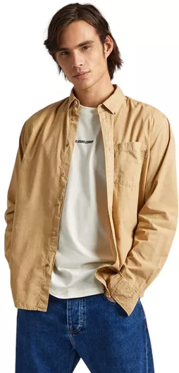 Pepe Jeans Overshirt Μακρυμάνικo Τζιν Πουκάμισο Beige