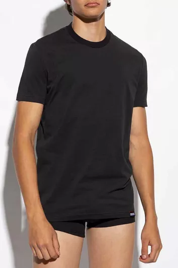 Ανδρική Μπλούζα Dsquared2 Βαμβακερή Κοντομάνικη Μαύρο