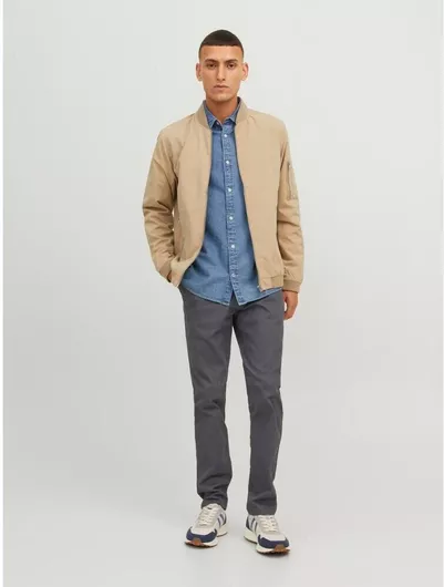Jack & Jones Ανδρικό Παντελόνι Chino Ελαστικό σε Slim Εφαρμογή Γκρί