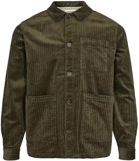 Anerkjendt Overshirt Μακρυμάνικo Κοτλέ Πουκάμισο Χακί