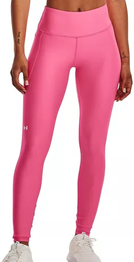 Under Armour Heat Gear Running Γυναικείο Μακρύ Κολάν Γυαλιστερό & Ψηλόμεσο Pink Punk/ White
