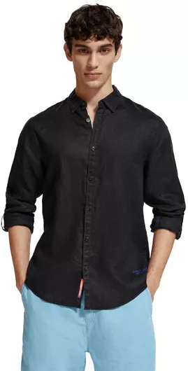 Scotch & Soda Μακρυμάνικo Λινό Πουκάμισο σε Κανονική Γραμμή Λινό