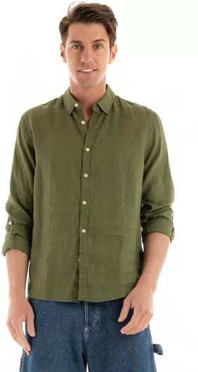 Scotch & Soda Λινό Πουκάμισο Khaki